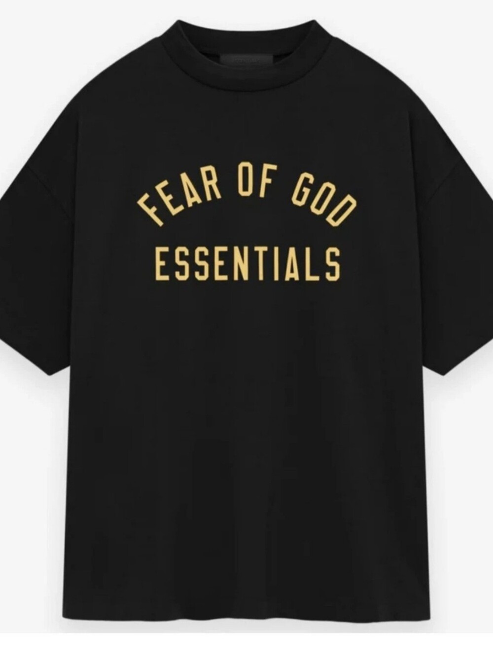 Fear of God Essentials Black Tee with Gold Arch Logo. 💯% Authentic.